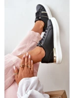 Modne Sneakersy Damskie Na Platformie Z Eko Skóry Czarne Nevisase Modne Sneakersy Damskie Na Platformie Z Eko Skóry Czarne Nevisase