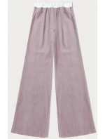 Dámske pruhované nohavice so širokými nohavicami, púdrovo ružová (18629)