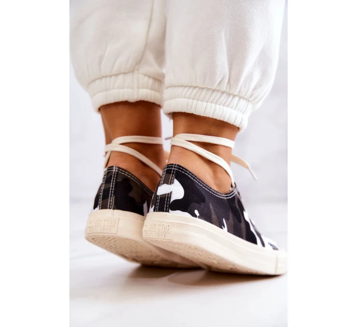 Damskie Materiałowe Trampki Moro BIG STAR JJ274237 Biało-Szare Damskie Materiałowe Trampki Moro BIG STAR JJ274237 Biało-Szare