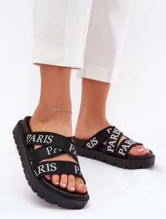 Dámské pantofle s pásky Paris na platformě černé model 21702707 - Boto