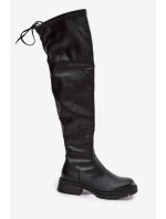 Dámské kozačky nad koleno s šněrováním černé model 21712218 - Boto Dámské kozačky nad koleno s šněrováním černé model 21712218 - Boto