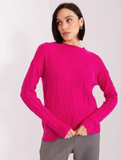 Fuksiový pletený sveter s káblami