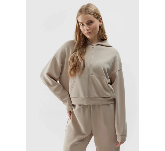 Dámská mikina s kapucí a zipem 4F - hnědá Dámská mikina s kapucí a zipem 4F - hnědá