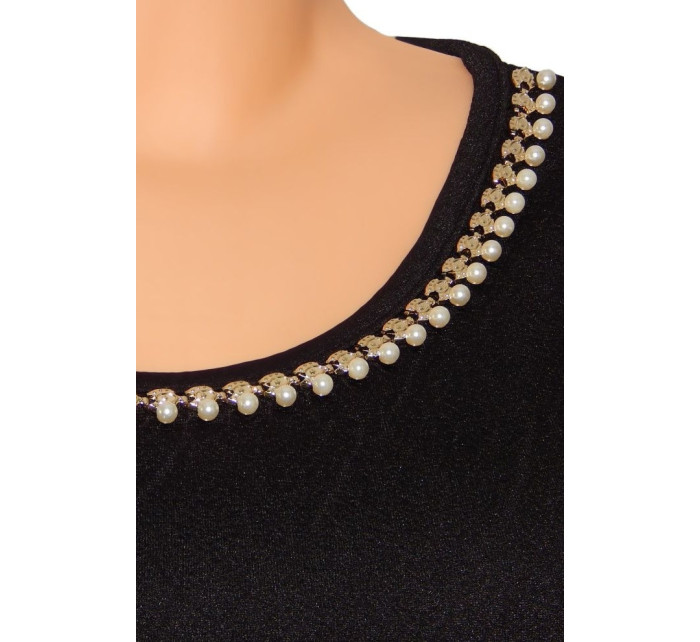 Spoločenské značkové šaty LUXESTAR zdobené perlami krátke čierne - Čierna - LUXESTAR