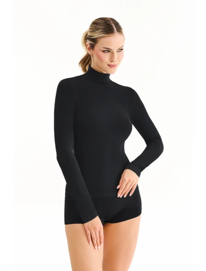 Bezšvové tričko s dlhým rukávom a výstrihom