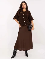 Hnedá saténová maxi sukňa (A2797)