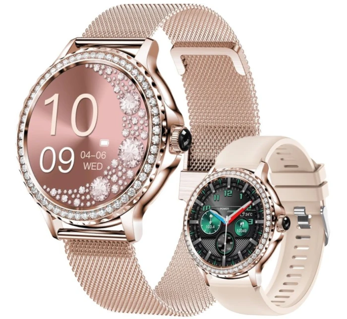 Dámské chytré hodinky Rose Gold Náramek + řemínek model 21806345 - RUBICON Dámské chytré hodinky Rose Gold Náramek + řemínek model 21806345 - RUBICON