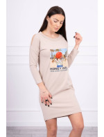 Šaty s potiskem Honey model 18744054 béžové - K-Fashion