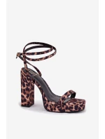 Sandały Damskie Na Słupku Z Paseczkiem Panterka Fevenne