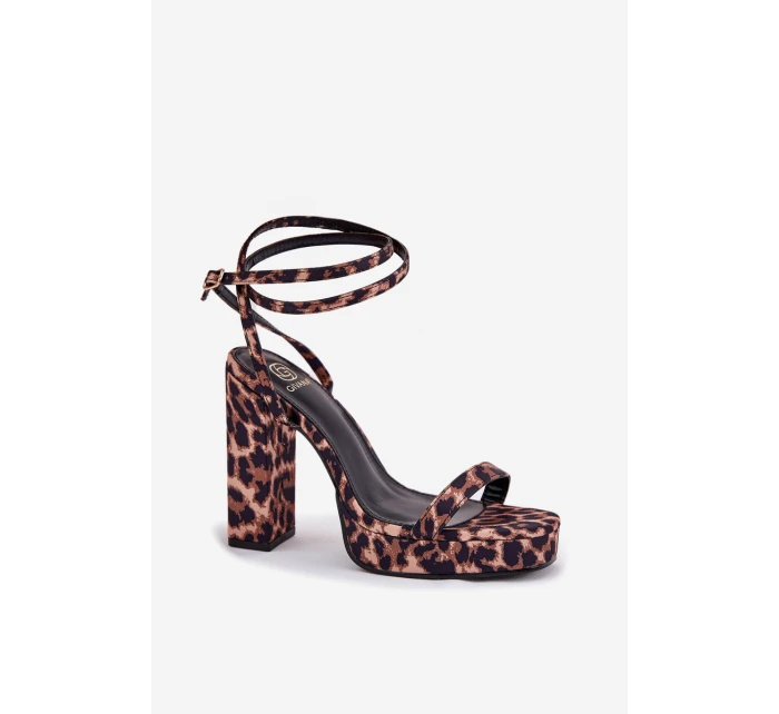 Sandały Damskie Na Słupku Z Paseczkiem Panterka Fevenne