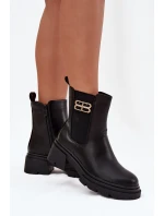 Dámské kotníkové boty se zlatým detailem zateplené černé model 21710118 - Boto Dámské kotníkové boty se zlatým detailem zateplené černé model 21710118 - Boto