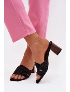 Dámské sandály na podpatku s pásky Eko semišové Černé Corivelle