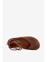 Semišové dámské baleríny Barefoot s pásky Zazoo 320 hnědé