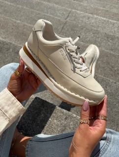 Dámske kožené tenisky na platforme Big Star - béžové