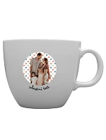 Personalizovaný keramický hrnček MEGA XXL s objemom 1 000 ml s výrezom pre fotografiu na pozadí