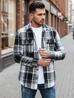 Pánska čierno-biela kockovaná flanelová košeľa FashionStreet DX2675