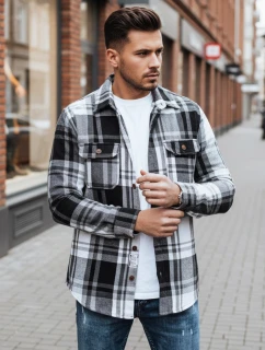 Pánská černobílá kostkovaná košile model 21994095 - Dstreet