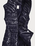 Tmavo modrá lesklá dámska vesta so stojačikom (B0107)