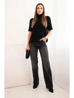 Dámský svetr s krátkým rukávem volného střihu černý