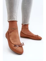Balerínky z organickej kože s mašľou Camel Sandal