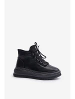 Lehké Kožené Sportovní Boty Na Platformě model 21673220 Černé - Artiker