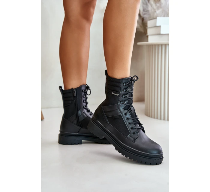 Skórzane Trapery Botki Męskie Ocieplane Big Star OO174164 Czarne Skórzane Trapery Botki Męskie Ocieplane Big Star OO174164 Czarne