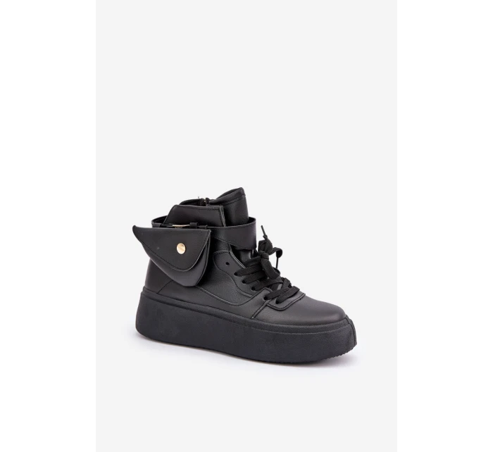Wysokie Sneakersy Z Saszetką Na Platformie Czarne Saramis