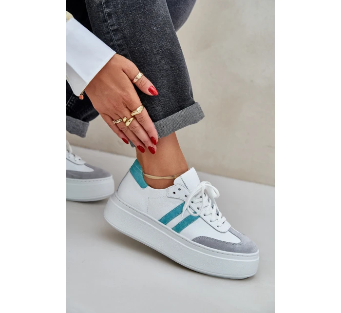 model 21684263 Kožené Nízké Tenisky Dámské Na Platformě Bílé - Zazoo