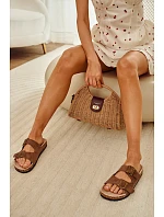 Dámské pantofle s korkovou podrážkou Khaki Harleen