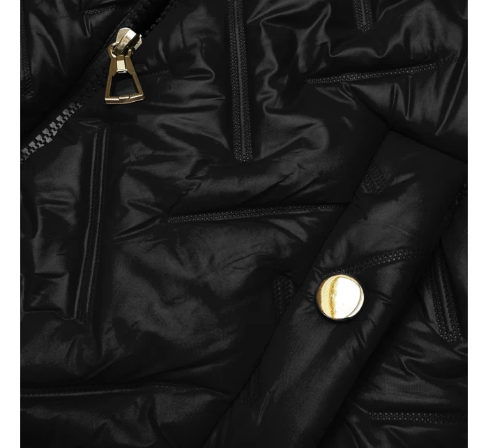 Čierna dámska vesta s kožušinovou podšívkou S'West (B8252-101)