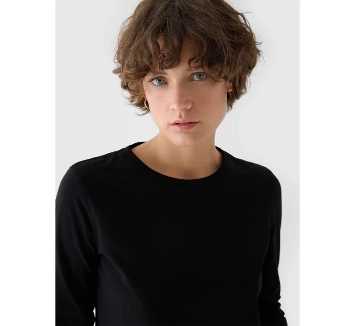 Dámské oversize hladké tričko s dlouhým rukávem model 21432174 - 4F