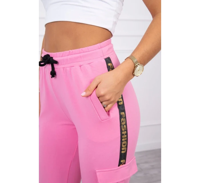 Kalhoty Cargo světle růžové