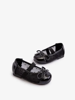 Detské balerínky s mašľou, čierne Jellema