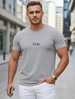 Pánske bavlnené sivé tričko s potlačou FashionStreet NX5125R