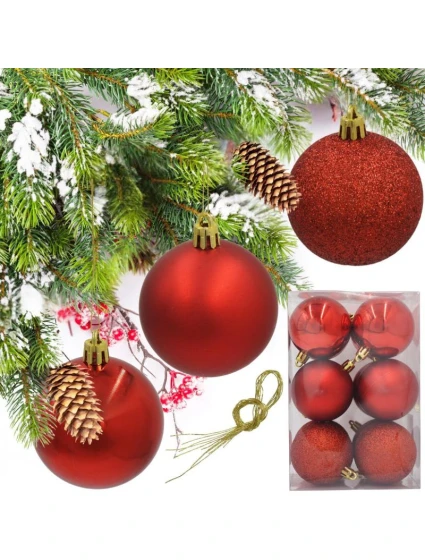 DEKORATÍVNE PLASTOVÉ OZDOBY 12KS 60MM ČERVENÉ DEKORATÍVNE PLASTOVÉ OZDOBY 12KS 60MM ČERVENÉ