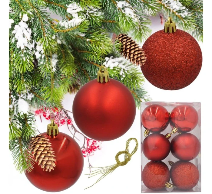 DEKORATÍVNE PLASTOVÉ OZDOBY 12KS 60MM ČERVENÉ DEKORATÍVNE PLASTOVÉ OZDOBY 12KS 60MM ČERVENÉ