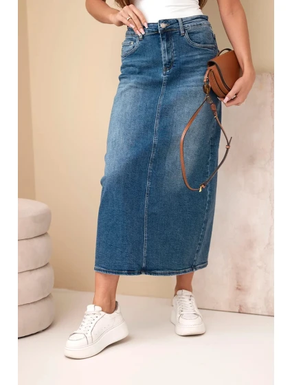 Džínsová midi sukňa s vysokým pásom M.Sara modrá Džínsová midi sukňa s vysokým pásom M.Sara modrá