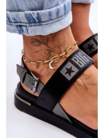 Damskie Płaskie Sandały Big Star LL274938 Czarne