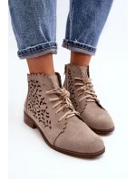 Dámské Šněrovací Botky  Beige model 21646147 - Zazoo