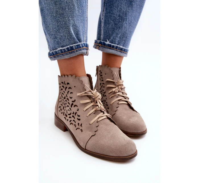 Dámské Šněrovací Botky  Beige model 21646147 - Zazoo