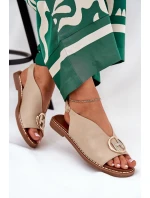 Ploché elegantní sandály s ozdobou béžové model 21685763 - Boto Ploché elegantní sandály s ozdobou béžové model 21685763 - Boto
