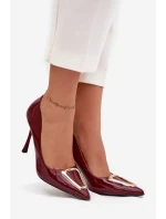 Lakované lodičky se zlatým detailem bordó model 21710695 - Boto