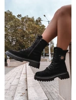 Botki Wokrery Damskie Z Ozdobnym Elementem Ocieplane Czarne Kalindra