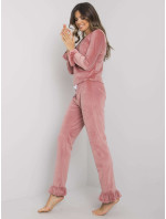 Ružové pyžamo z velúru s nohavicami Camille RUE PARIS