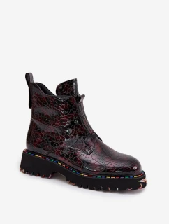 Patentované dámske topánky Artiker - bordová, zateplené, prírodná koža