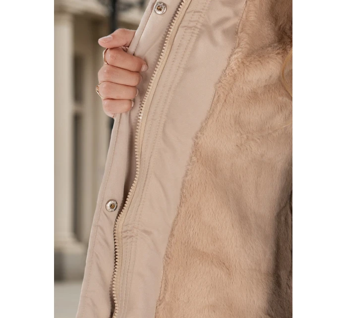 Dámská zimní bunda parka s kožešinou béžová Dstreet model 21991641 - FashionStreet