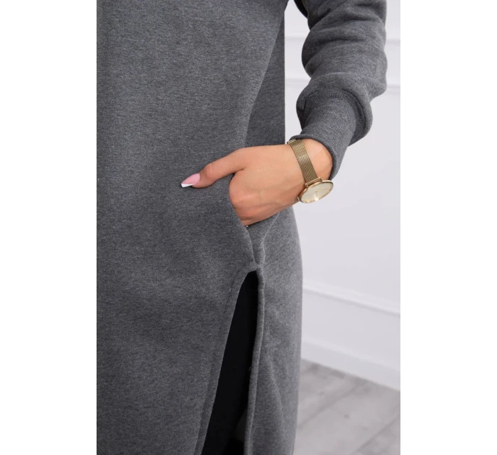 Zateplená mikina s bočními rozparky grafitová