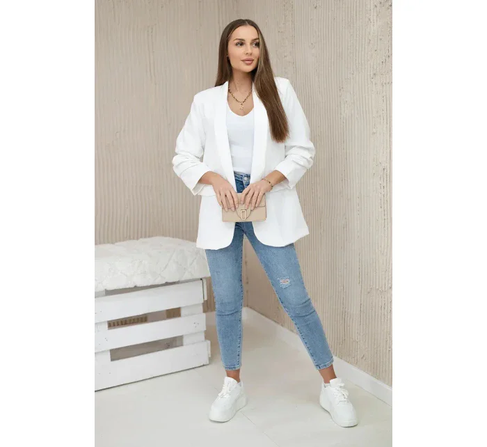 Sako s klopami elegantné ecru