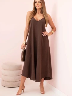 Mušelínové šaty bez ramienok hnedé