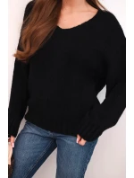 Dámský svetr z měkké pleteniny s V výstřihem černý